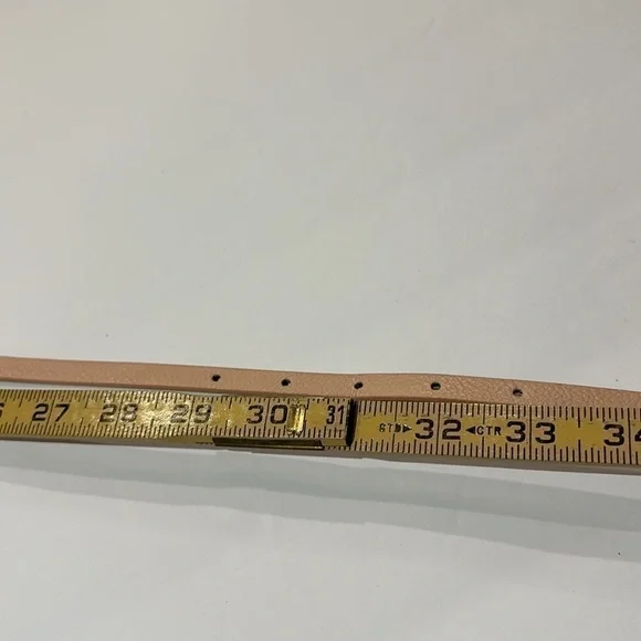 Tan/nude ultra skinny 3/8” belt with silver toned buckle 29-33” - Picture 5 of 8